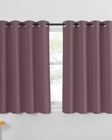 NICETOWN Short Blackout Curtains for Bathroom - Sound Reducing Window Treatment Thermal Insulated Grommet Vertical Drapes for Kitchen/Cafe/Nursery, Dry Rose, 1 Panel, W52 x L45