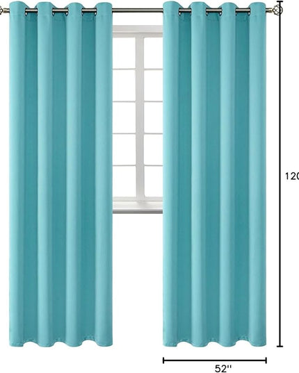 BGment Blackout Curtains - Grommet Thermal Insulated Room Darkening Bedroom and Living Room Curtains, Set of 2 Panels (52 x 120 Inch, Aqua)
