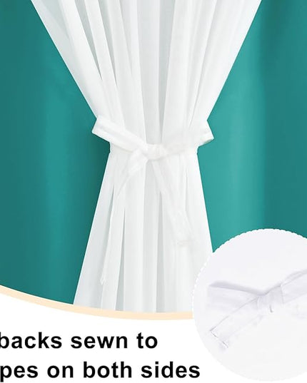 Hiasan Double Layer Blackout Curtains with Sheer Overlay, Extra Long Mix & Match Thermal Insulated Grommet Window Curtains for Bedroom, Living Room, 2 Panels with Tiebacks,Peacock Teal, 52W X 108L