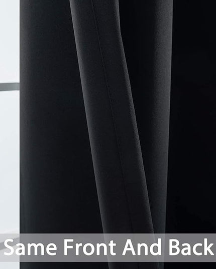 Yakamok 84 Inch Length Blackout Curtains for Bedroom, Room Darkening Thermal Insulated Solid Grommet Panels for Living Room(62Wx84L, Black, 2 Panels)