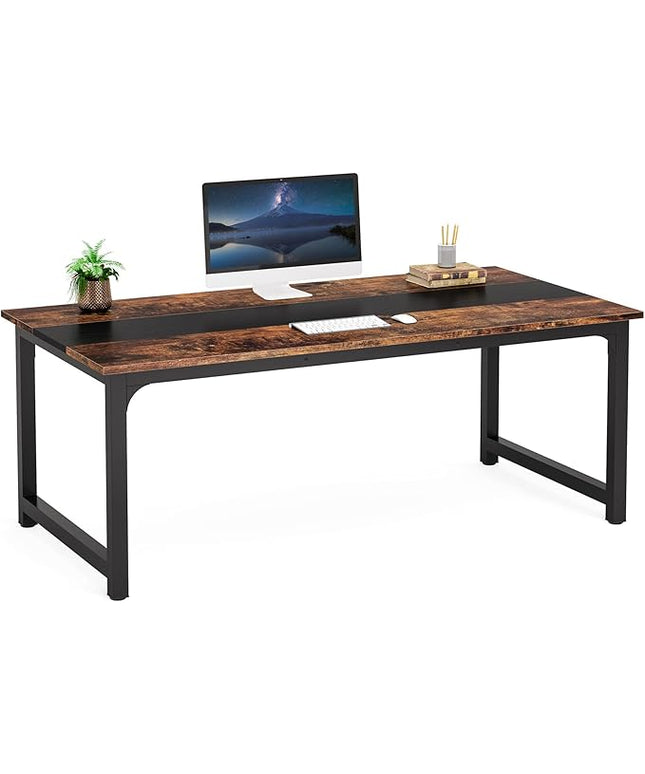 Tribesigns Modern Computer Desk, 63 x 31.5 inch Large Office Desk Computer Table Study Writing Desk Workstation for Home Office, Rustic/Black