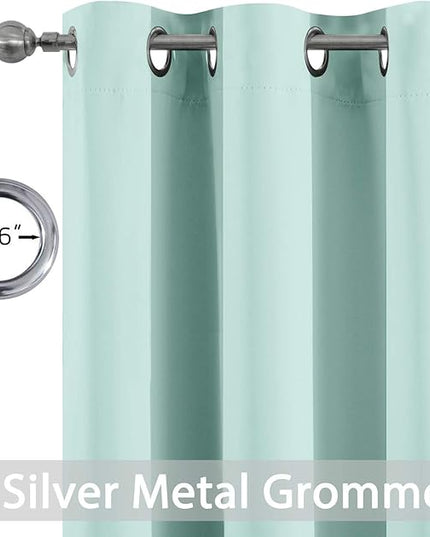 Yakamok Aqua Blackout Curtains for Bedroom, Grommet Thermal Insulated Room Darkening Blackout Drapes for Living Room, Set of 2 Panels (38 x 84Inch, Aqua)