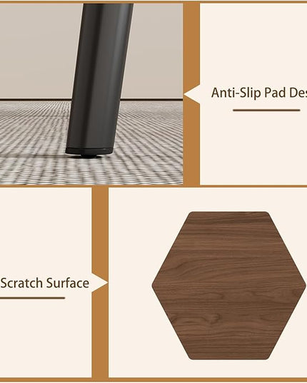 47.2'' Dining Table Set for 2,Modern Wood Dining Table,Leather Dining Chairs 2,Table and Chairs Set of 2,Ideal for Kitchen Dining Room (Walnut Color Table + 2 White Chairs)