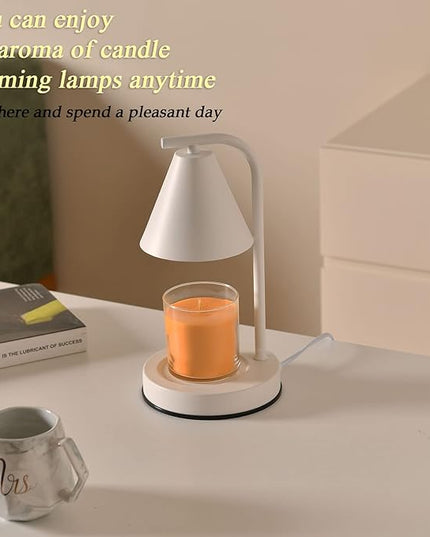 Candle Warmer Lamp, Electric Candle Lamp Warmer Birthday for Mom Women Home Bedroom Decor Dimmable Wax Melt Warmer for Scented Wax with 2 Bulbs, Jar Candles (White)