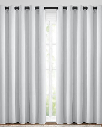 Yakamok Blackout Curtains Room Darkening Thermal Insulated Window Panels,Solid Grommet Top Drapes for Bedroom/Living Room(70Wx84L,Greyish White, 2 Panels)