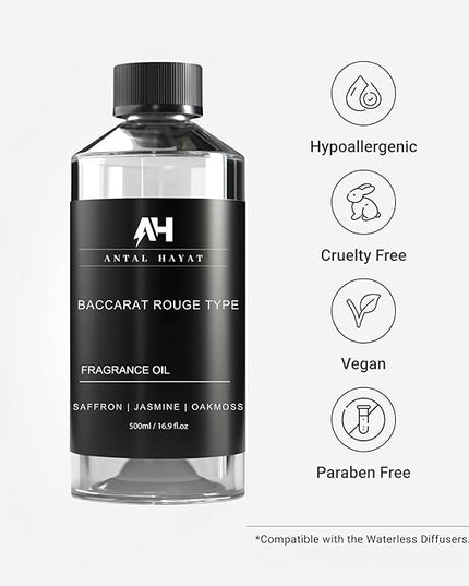 Baccarat Rouge 540 Diffuser Oil 500mL - Home Luxury Scents Refill - Antal Hayat Diffuser Oil - Luxury Hotel Inspired Aromatherapy - Baccarat Rouge Fragrance for Home - Inspired by Baccarat Perfume