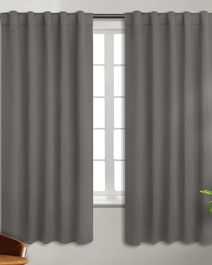 BGment Blackout Curtains 72 inches Long - Rod Pocket and Back Tab Thermal Insulated Room Darkening Curtains for Living Room, 42 x 72 Inch, 2 Window Curtain Panels, Grey