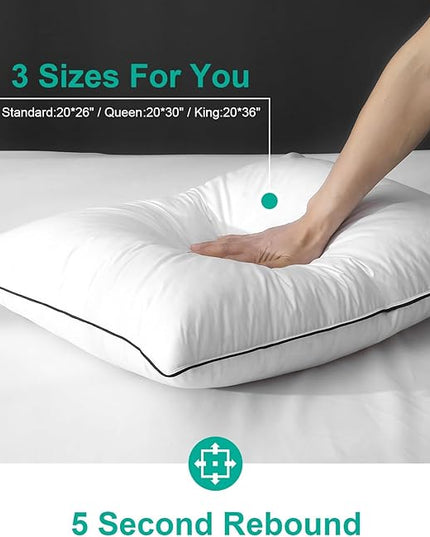 APSMILE Medium Firm Feathers Down/Poly Pillow Standard Size Pack of 1, Luxury Feather Pillow for Sleeping, 100% Organic Cotton Cover Hotel Collection Bed Pillows (White, 20"x26")