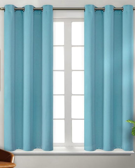 BGment Blackout Curtains - Grommet Thermal Insulated Room Darkening Bedroom and Living Room Curtains, Set of 2 Panels (38 x 45 Inch, Aqua)