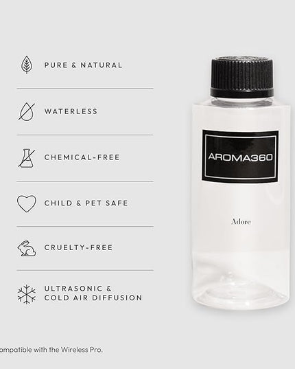Aroma360 - Adore Oil Blend - Luxury Hotel Inspired Essential Oil Diffuser - Aromatherapy Scent Diffuser Oil - White Tea, Jasmine and Peony 6.7 fl oz, 200 mL