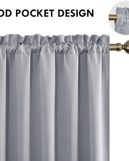 DWCN Blackout Curtains for Bedroom – Rod Pocket Thermal Insulated Noise Reducing Noise Reducing Drapes for Living Room, W 60 x L 63 Inch, 2 Panels, Silver Grey