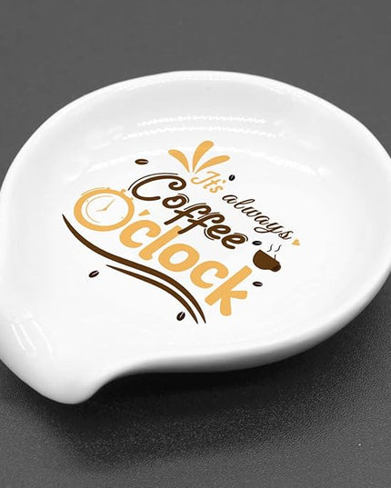 Funny Coffee Quote It's Always Coffee O'clock Ceramic Coffee Spoon Holder-Coffee Spoon Rest -Coffee Station Decor Coffee Bar Accessories-Coffee Lovers Gifts for Women and Men