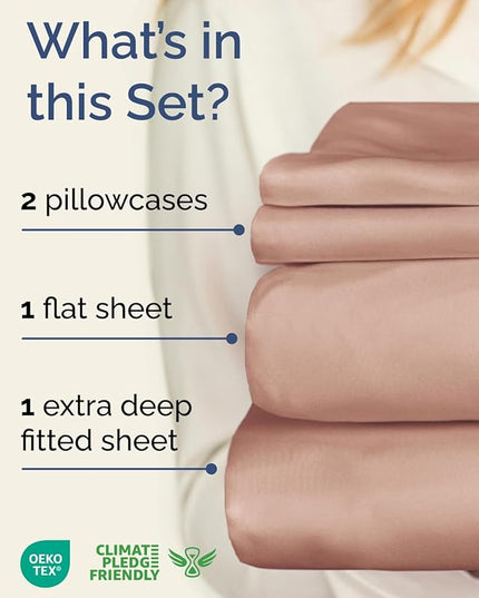 Extra Deep Twin XL Sheet Set - 4 Piece Breathable & Cooling Sheets - Hotel Luxury Bed Sheets Set - Easy & Secure Fit - Soft, Wrinkle Free & Comfy Sheets Set - Mauve Sheet Set with Extra Deep Pockets