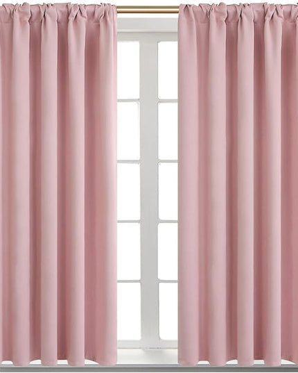 BGment Rod Pocket and Back Tab Curtains for Bedroom - Thermal Insulated Room Darkening Curtains for Living Room, 2 Window Curtain Panels (38 x 54 Inch, Baby Pink)