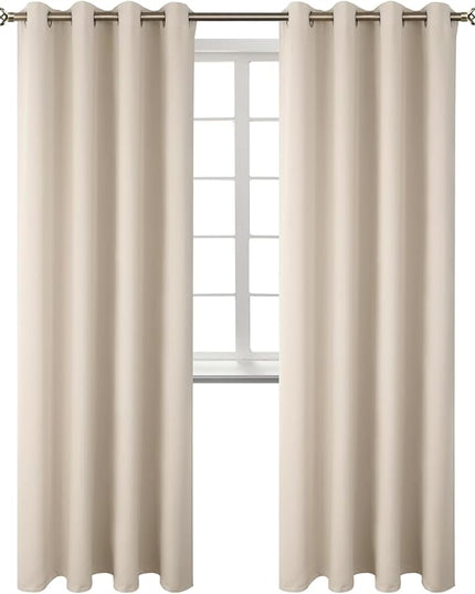 BGment Blackout Curtains - Grommet Thermal Insulated Room Darkening Bedroom and Living Room Curtains, Set of 2 Panels (46 x 72 Inch, Champagne)
