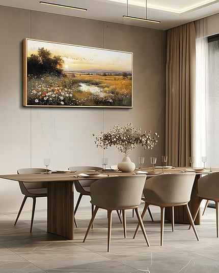 QIYILEXWART Large Wall Art For Living Room Canvas Wall Decor For Bedroom Office Decorations Prairie Puddle Landscape Painting Wall Pictures Modern Aesthetic Room Home Decor Artwork Wood Framed