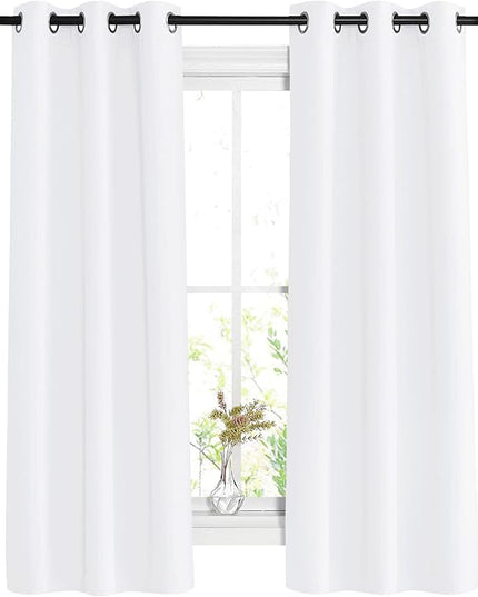 NICETOWN White Curtains for Living Room - Thermal Insulated Window Treatment 50% Light Blocking Solid Grommet Top for Bedroom/Girl's Room (Set of 2, W37 x L63),adult