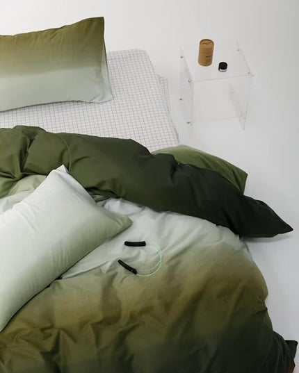 CLOTHKNOW Green White Twin/Twin XL Comforter Set Gradient Green Bedding Comforter Sets Hunter Green White Bed Comforter Sets