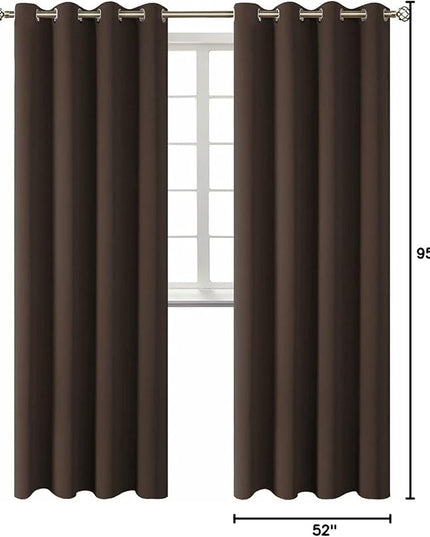 BGment Blackout Curtains for Bedroom - Grommet Thermal Insulated Room Darkening Curtains for Living Room, Set of 2 Panels (52 x 95 Inch, Brown)