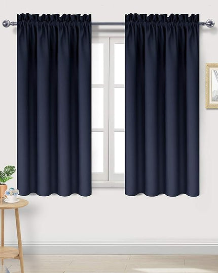 DWCN Navy Room Darkening Blackout Curtains - Thermal Insulated Privacy Energy Saving Window Curtain Drapes 42 x 54 inch Length, Set of 2 Bedroom Living Room Curtains