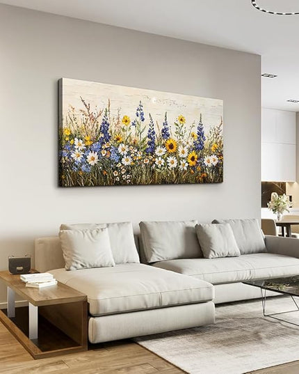 ERQINHUA Farmhouse Wall Art For Living Room Canvas Wall Decor For Bedroom Office Dining Room Decor Boho Printing Paintings Flowers Watercolour Wall Pictures Ready To Hang Family Home Decor 20"X40"