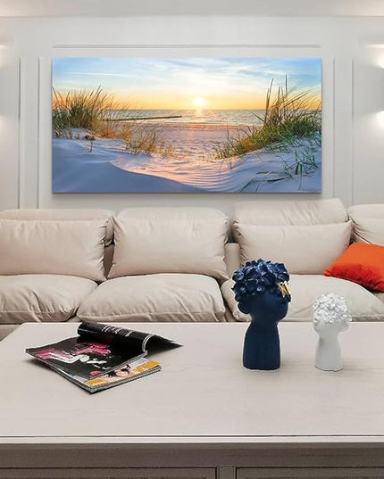 Lapremoly Wall Decorations For Living Room Large Canvas Wall Art For Bedroom Modern Office Wall Decor Art Sun Beach Ocean View Wall Paintings Prints Seascape Pictures Artwork Home Decor 24X48 inch