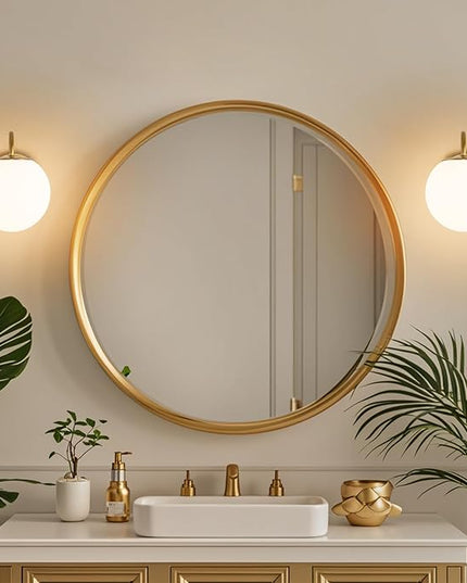 Vintage Bathroom Vanity Light Fixtures Over Mirror, Brushed Gold Vanity Lights For Bathroom With Milk White Glass Globe Shade, Wall Sconces For Bedroom, Hallway, Dressing Table(Includ G9 Bulb)