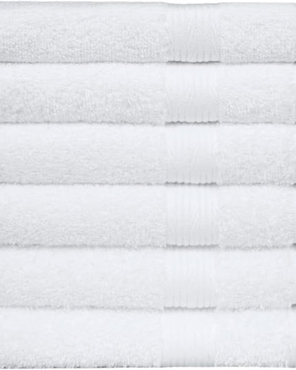 Amazon Basics 6 Piece hand towels for bathroom, Fade Resistant 100% Cotton Hand Towels, soft absorbent bathroom hand towels 6 - Pack (26''x16''), White