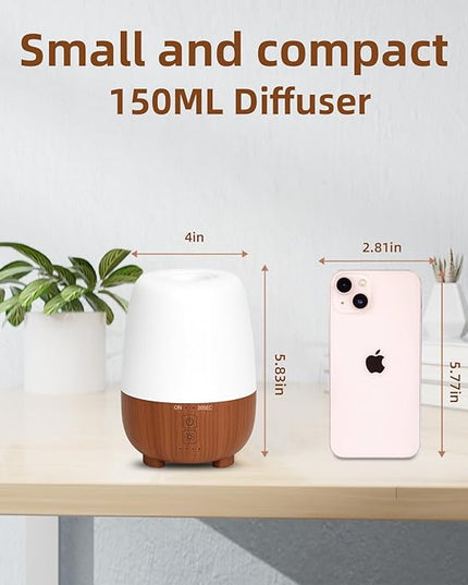 150ML Rechargeable Battery Operated Essential Oil Diffuser, Portable Cordless Aromatherapy Diffuser,7-Hour Runtime with 7 LED Color Changing Lightsfor Home,Office,Outdoor