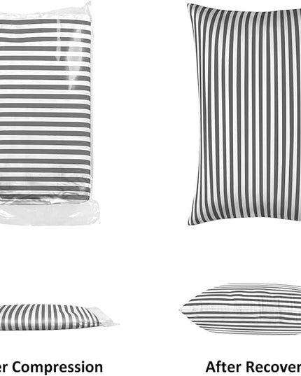 EIUE Bed Pillows for Sleeping 2 Pack Queen Size，Super Soft Down Alternative Microfiber Filled Pillows,Pillows for Side and Back Sleepers,20 x 30 Inches,Striped White Grey