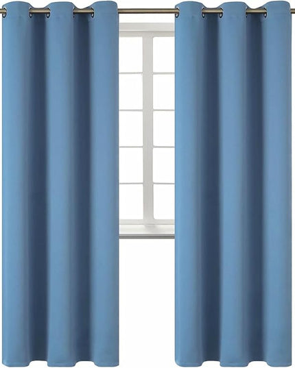 BGment Blackout Curtains for Bedroom - Grommet Thermal Insulated Room Darkening Curtains for Living Room, Set of 2 Panels (42 x 84 Inch, Faded Denim)