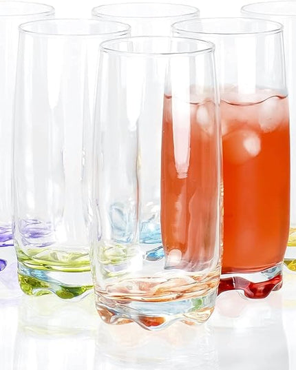 Vibrant Splash Water, Beverage Highball Glasses, 13.25 Ounce - Set of 6