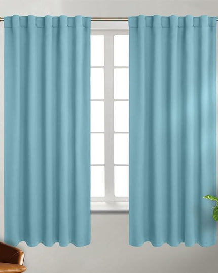 BGment Rod Pocket and Back Tab Blackout Curtains for Bedroom - Thermal Insulated Room Darkening Curtains for Living Room, Set of 2 Panels (42 x 63 Inch, Aqua)