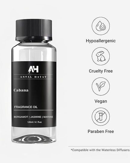 Hotel Scents Diffuser Oil Cabana - Aromatherapy Fragrance Inspired by Ritz Carlton Diffuser Scent - Luxurious Aromatherapy Oil with Bergamot, Jasmine, Marine - Luxury Home Scents Refill - 120mL