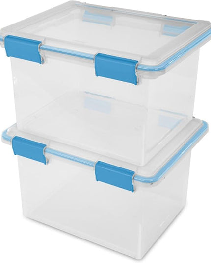 Sterilite 16-Pack Gasket Box, Weather-Resistant Storage Bins with Latching Lids, 32 Quart - Heavy-Duty Organizing Containers for Closet, Bathroom, and Office