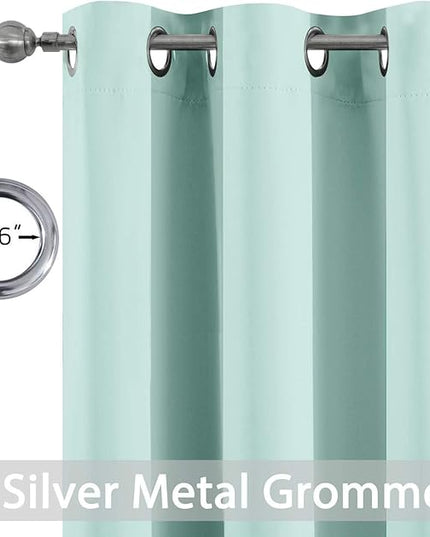 Yakamok Blackout Curtains for Bedroom，Thermal Insulated Room Darkening Drapes for Living Room, Set of 2 Panels (Aqua,38 x 36Inch)