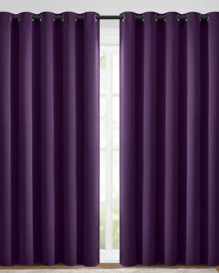 Yakamok Blackout Curtains Room Darkening Thermal Insulated Window Panels,Solid Grommet Top Drapes for Bedroom/Living Room(70Wx84L, Purple, 2 Panels)