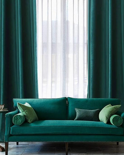 MIULEE Christmas Dark Green Velvet Curtains Room Darkening Blackout Solid Soft Grommet Top Emerald Curtain Thermal Soundproof Curtains/Drapes/Panels for Living Room Bedroom 52 x 84 Inch 2 Panels