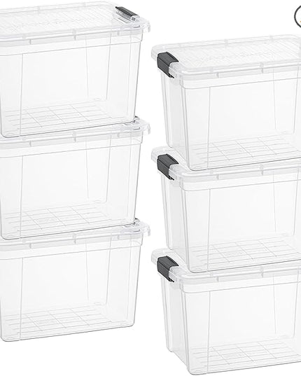 Superio Clear Storage Boxes with Lids, 4.75 Quart Plastic Container Bins for Organizing, Stackable Crates, BPA Free, Non Toxic, Odor Free, Organizers for Home, Office and Dorm, 6 Pack