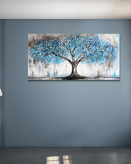 Wapluam Large Canvas Wall Decor For Living Room Farmhouse Wall Art For Bedroom Office Wall Decorations Blue Tree Paintings Abstract Pictures Framed Artwork Modern Room Home Decor Posters