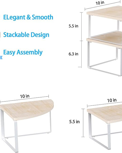 Corner Shelf Countertop Organizer - Set of 2 Corner Shelves for Kitchen Cabinet Organizer, Spice Rack, Stackable Bathroom Stand and Storage, Sink Rack, Corner Cabinet, Counter Decor, Natural Beige