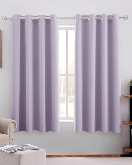HOMEIDEAS Lilac Blackout Curtains for Bedroom 52 X 63 Inch Length 2 Panels Set Room Darkening Bedroom Curtains, Soundproof Thermal Grommet Window Curtains for Living Room