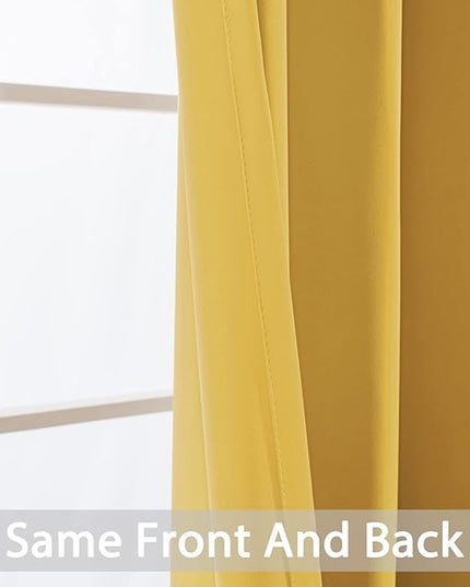 Yakamok Bedroom Half Window Curtains - Home Decoration Short Drapes Eyelet Top Draperies(Mustard Yellow, 52Wx36L, 2 Panels)