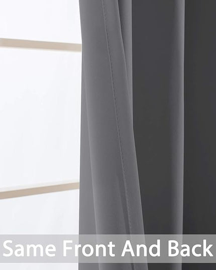 Yakamok Gray Blackout Curtains Room Darkening Thermal Insulated with Grommet Window Curtain for Bedroom, 52Wx108L inch, Grey, 2 Panels
