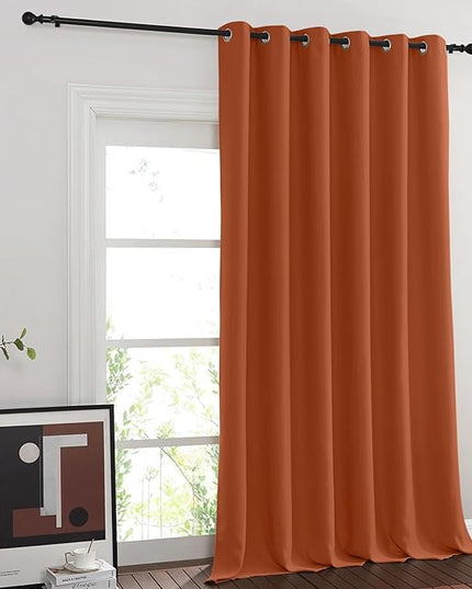 NICETOWN Room Divider Curtain 132 Inches Long, Wide Blackout Sliding Door Curtain for Bedroom, Room Darkening Privacy Window Curtain for Patio Door (1 Panel Set, Burnt Orange, 80 x 132 Inch)