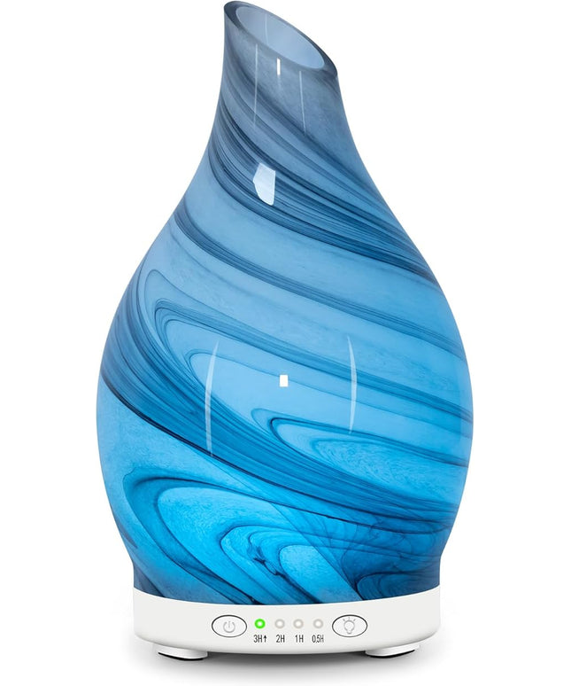 Essential Oil Diffuser 120ML, Glass Aromatherapy Diffuser with 4 Timer Settings & 7 Color Changing Lights, Waterless Auto Shut-Off, Ultra Quiet Oil Diffuser for Home, Office, Yoga, Spa and Sleeping