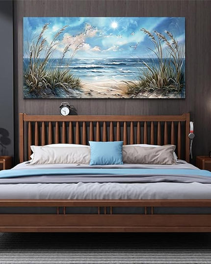 hyidecorart Wall Art For Living Room Wall Decor For Bedroom Bathroom Decoration Sunshine Ocean Scenery Painting Blue Sea Waves Wall Pictures Office Modern Canvas Prints Artwork Aesthetic Home Decor