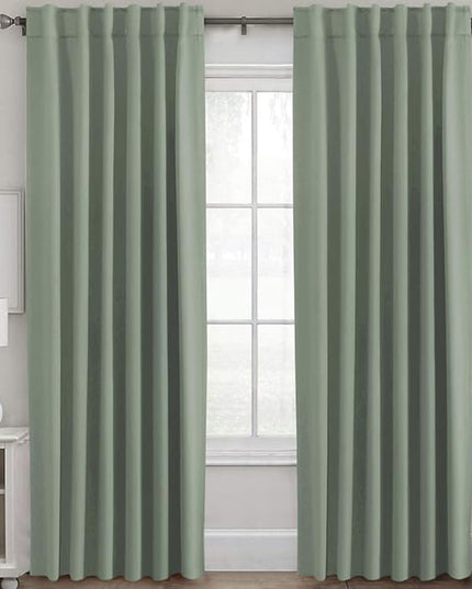 H.VERSAILTEX Blackout Curtains Thermal Insulated Window Treatment Panels Room Darkening Blackout Drapes for Living Room Back Tab/Rod Pocket Bedroom Draperies (2 Panels, Cyan, 52 x 96 Inch)