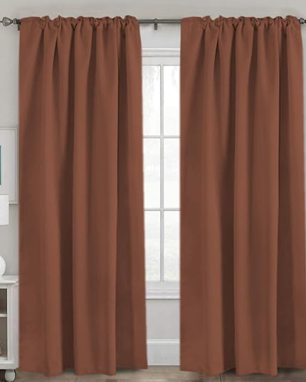 H.VERSAILTEX Blackout Curtains Thermal Insulated Window Treatment Panels Room Darkening Blackout Drapes for Living Room Back Tab/Rod Pocket Bedroom Draperies (2 Panels, Washed Spice, 52 x 96 Inch)