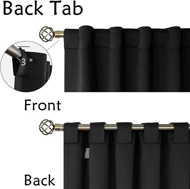 BGment Cafe Curtains 24 Inch Length for Half Window - 34 x 24 inch Short Black Out Curtains Privacy Thermal Insulated Rod Pocket and Back Tab Small Drapes for Kitchen/Bathroom, 2 Panels, Black